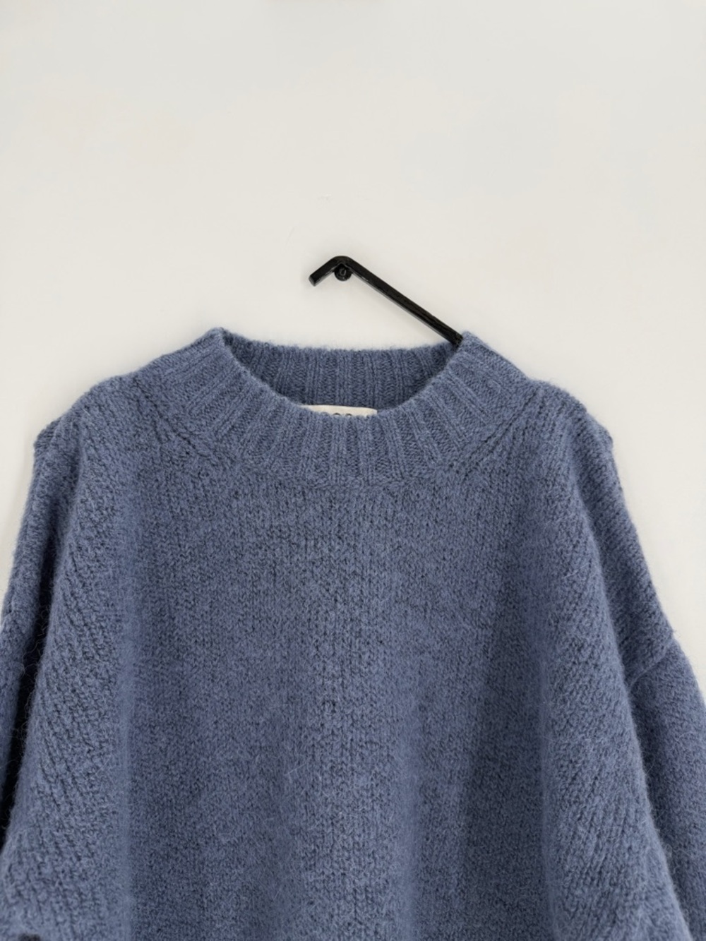 Cos Loose Fit Cropped Sky Dusty Blue Knitted Wool Alpaca Blend Jumper Sweater
